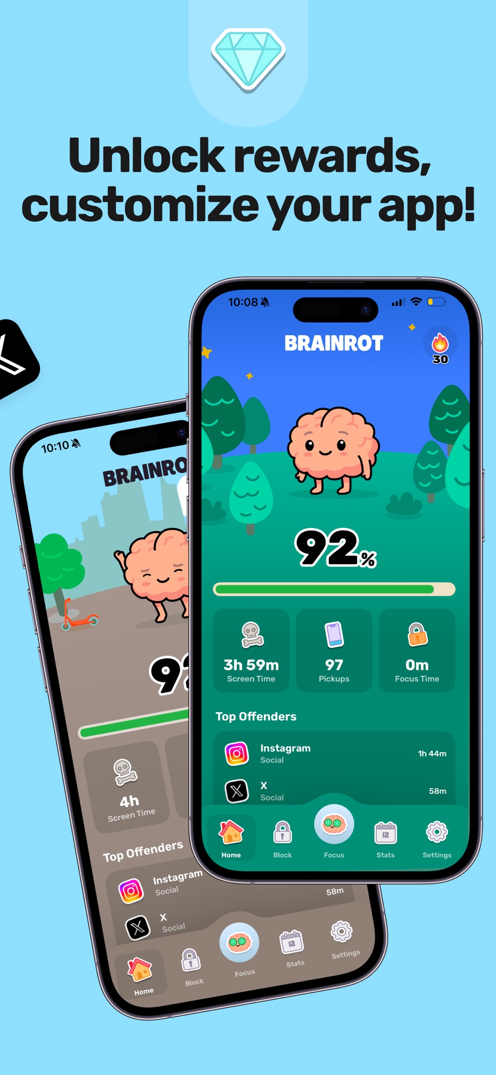 Brainrot rewards and customisation