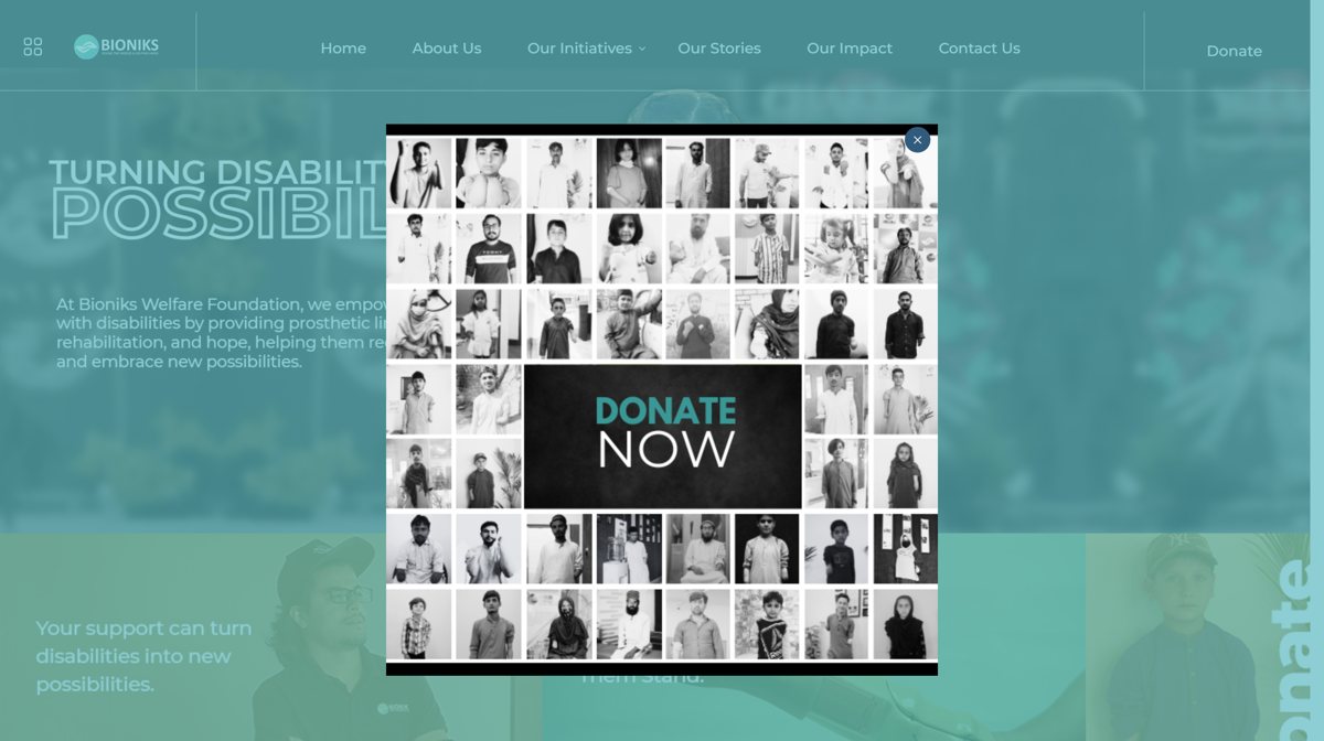 The Bioniks Welfare Foundation website