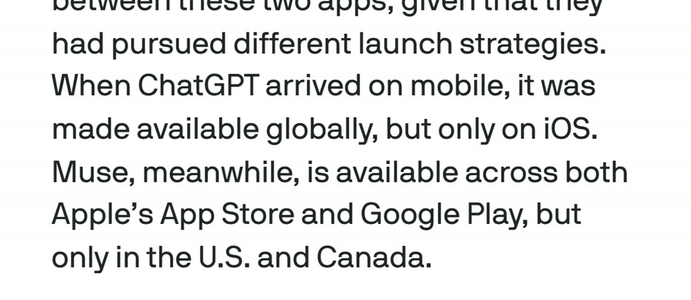 TechCrunch: Muse is available across both Apple's App Store and Google Play, but only in the U.S. and Canada
