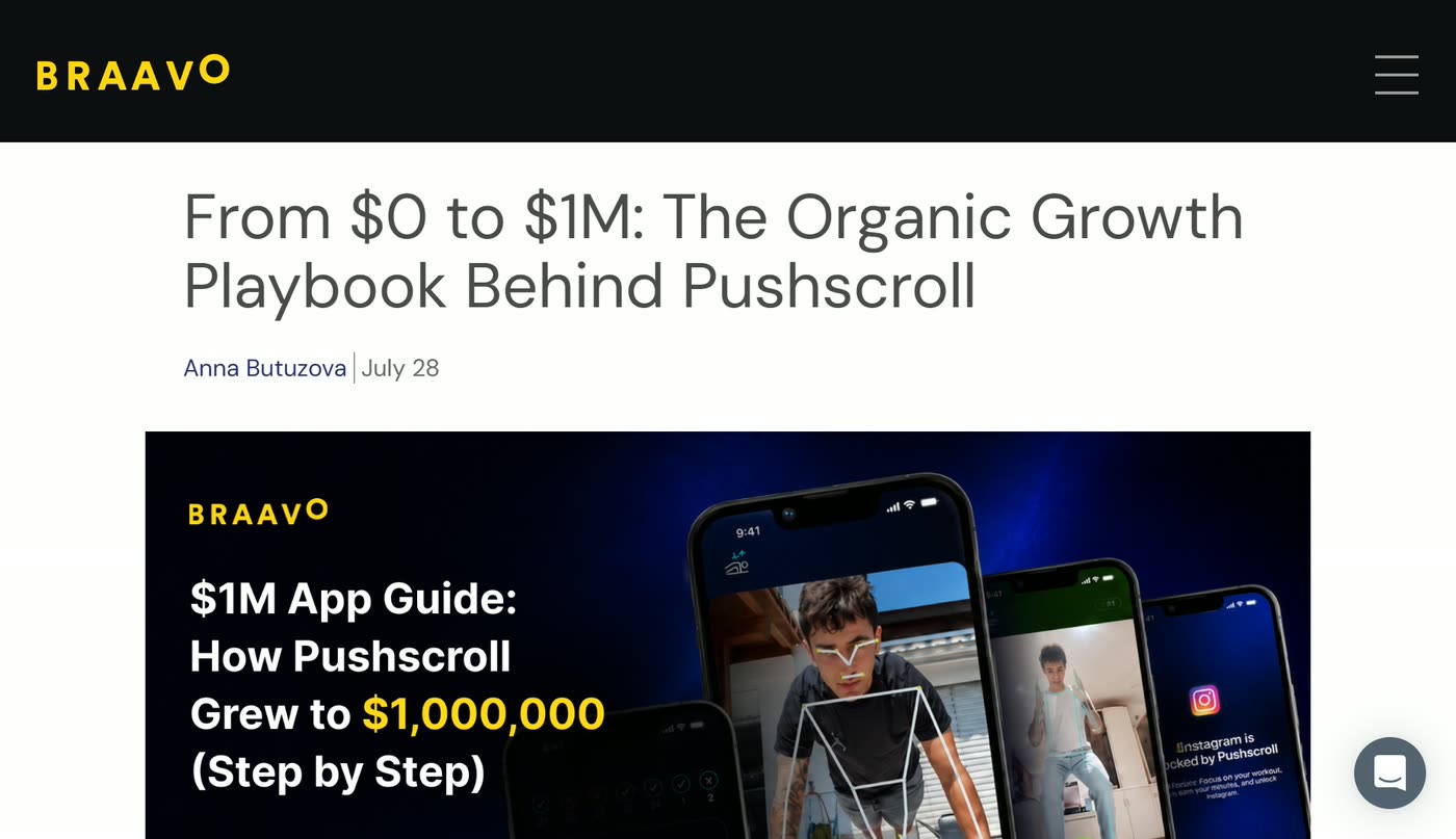 Braavo's write-up: From $0 to $1M