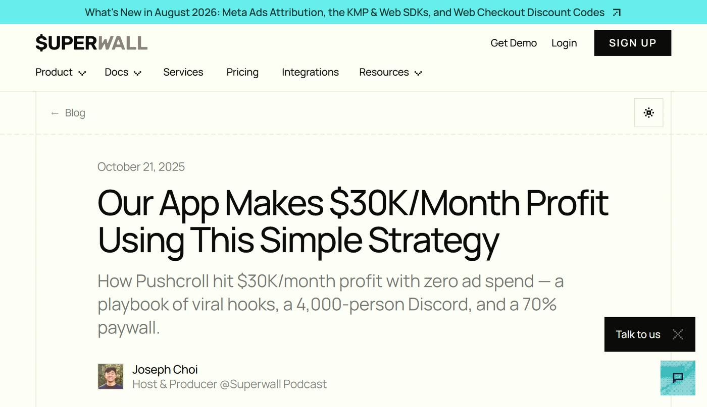 Superwall's write-up: Our App Makes $30K/Month Profit